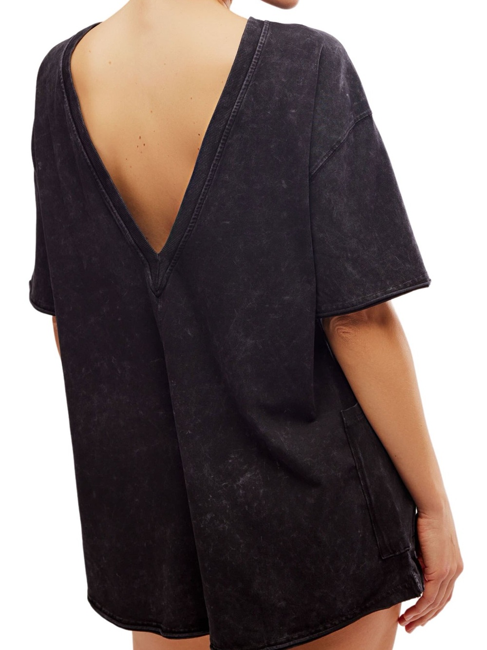 Free People Movement Hot Shot Tee Romper Size S Washed Black Oversized